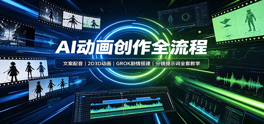 AI动画创作全流程：文案配音，2D3D动画，GROK剧情搭建，分镜提示词全套教学-卿云社