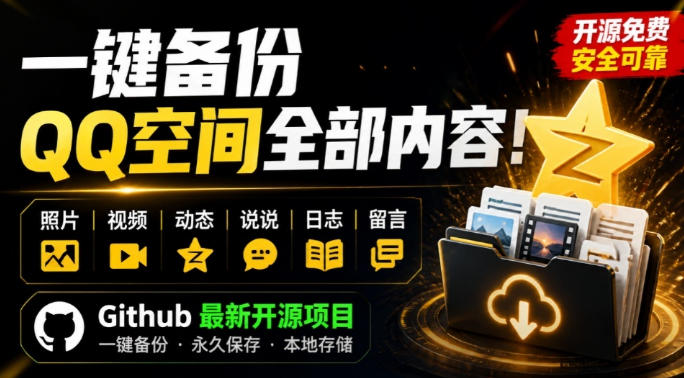 一键将你QQ空间全部内容备份下来！照片/视频/动态信息全存本地，Github最新开源项目QzoneArchive-卿云社