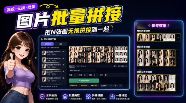 图片批量拼接，把N张图无损拼接到一起，支持横向、竖向、自定义等功能-卿云社