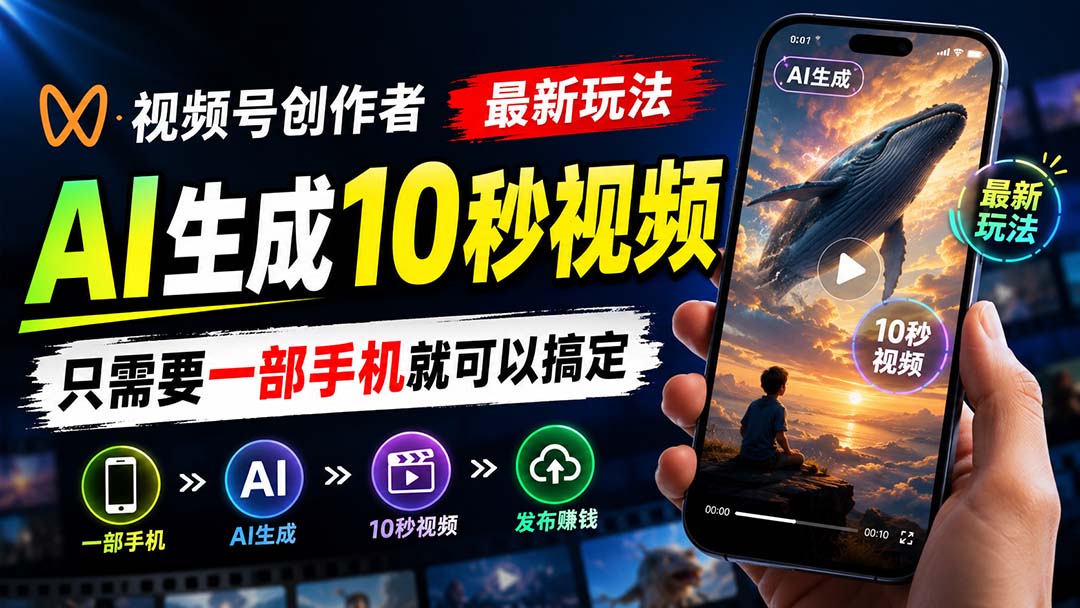 视频号创作者最新玩法，AI生成10秒视频，只需要一部手机就可以搞定-卿云社