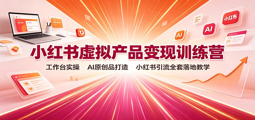 小红书虚拟产品变现训练营:工作台实操,AI原创品打造,小红书引流全套落地教学-卿云社