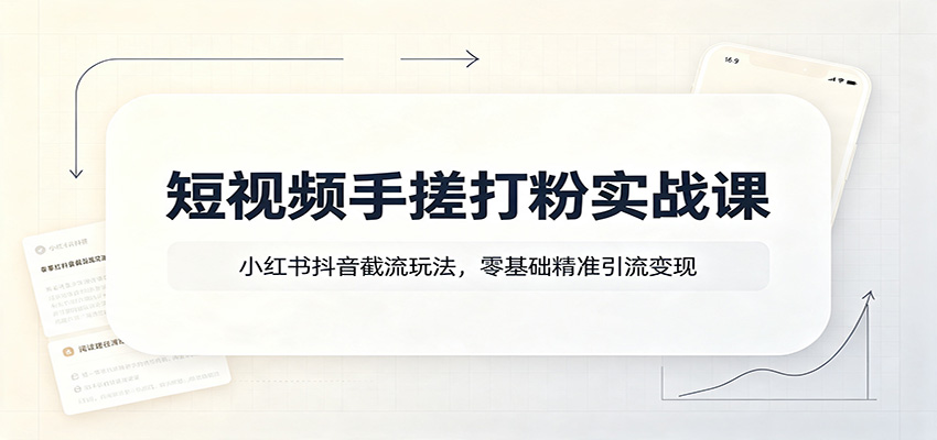 短视频手搓打粉实战课：小红书抖音截流玩法，零基础精准引流变现-卿云社