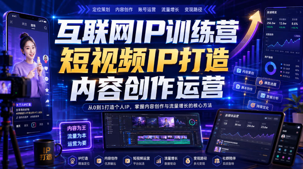 互联网IP训练营，短视频IP打造，内容创作运营-卿云社