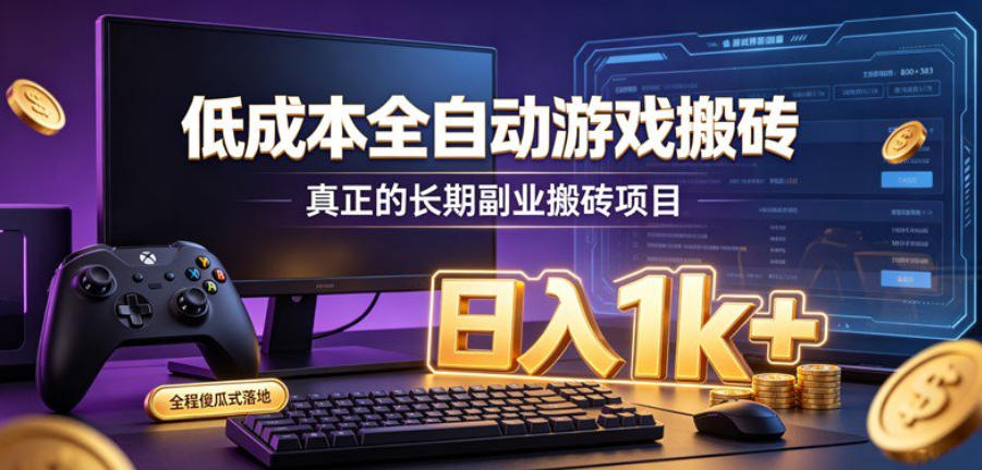 低成本全自动游戏搬砖,真正的长期副业搬砖项目,日入1k+,全程傻瓜式落地【揭秘】-卿云社
