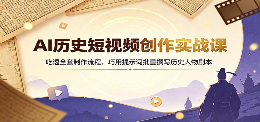 AI历史短视频创作实战课：吃透全套制作流程，巧用提示词批量撰写历史人物剧本-卿云社