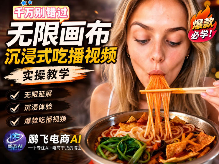 保姆级教程｜用AI无线画布做沉浸式吃播，3步直接出片，无线画布工作流，操作简单好上手-卿云社