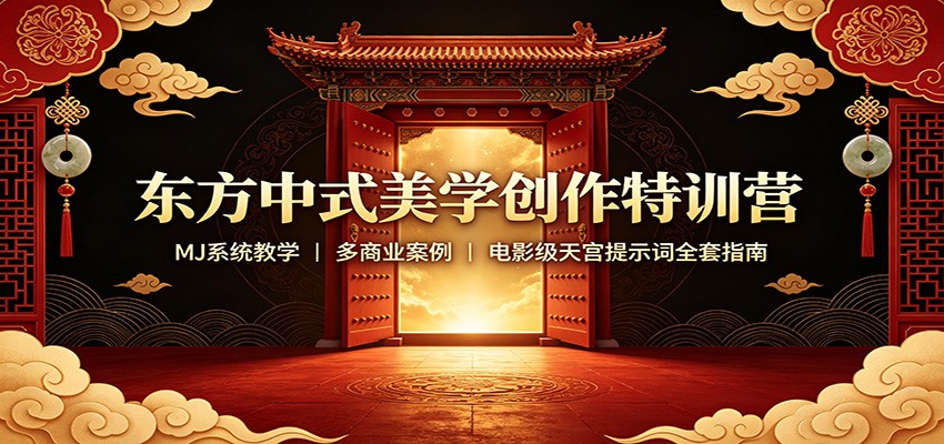 东方中式美学创作特训营：MJ系统教学，多商业案例，电影级天宫提示词全套指南-卿云社