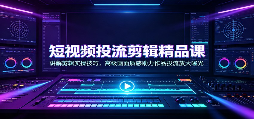 短视频投流剪辑精品课：讲解剪辑实操技巧，高级画面质感助力作品投流放大曝光-卿云社