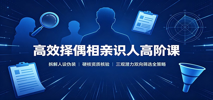 高效择偶相亲识人高阶课：拆解人设伪装，硬核资质核验，三观潜力双向筛选全策略-卿云社