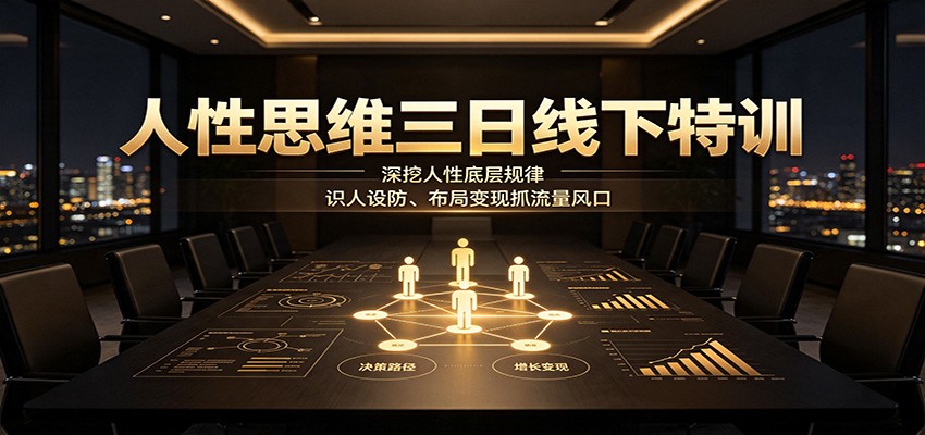 人性思维三日线下特训：深挖人性底层规律，识人设防、布局变现抓流量风口-卿云社