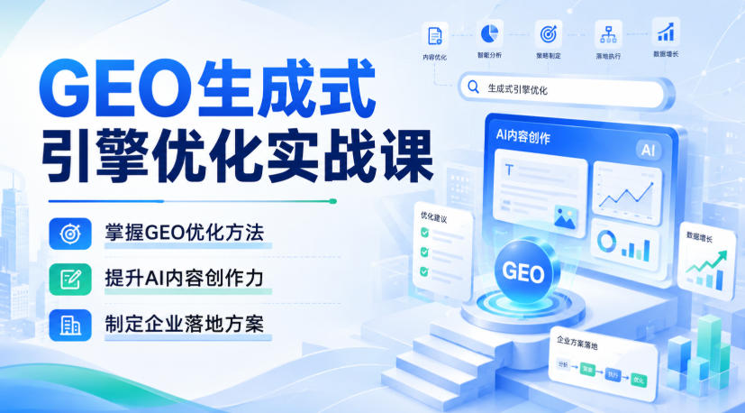 GEO生成式引擎优化实战课，掌握GEO优化方法，提升AI内容创作力，制定企业落地方案-卿云社