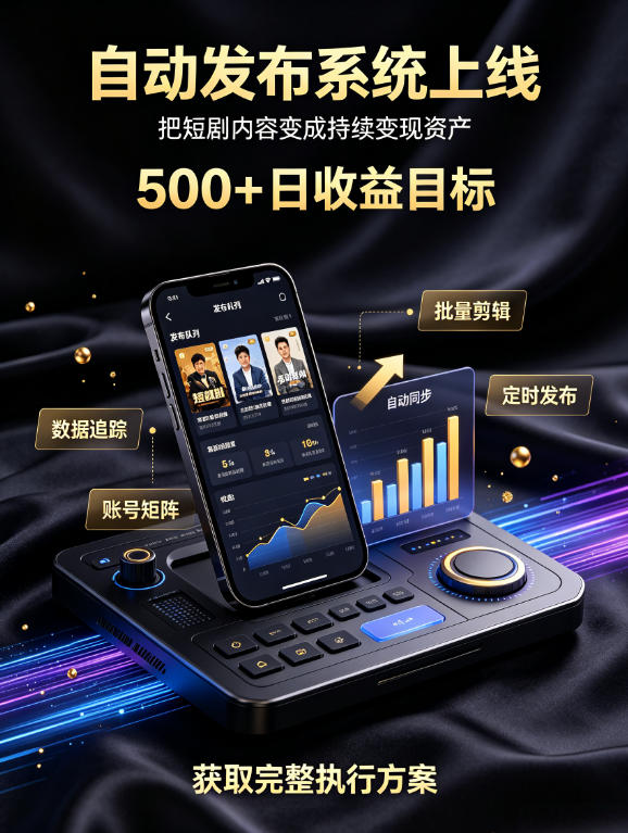 还在找靠谱线上副业？快手短剧项目，全程自动发布内容，不用熬夜做视频，轻松日入500+【揭秘】-卿云社