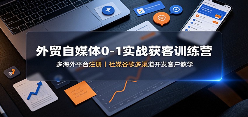 外贸自媒体0-1实战获客训练营：多海外平台注册，社媒谷歌多渠道开发客户教学-卿云社