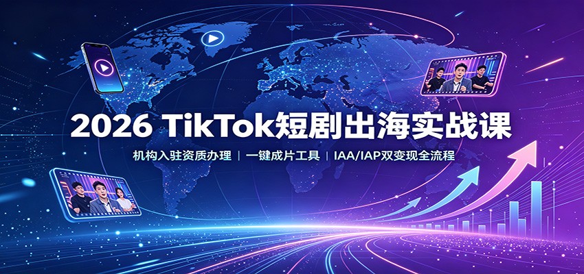 2026 TikTok短剧出海实战课：机构入驻资质办理，一键成片工具，IAA/IAP双变现全流程-卿云社