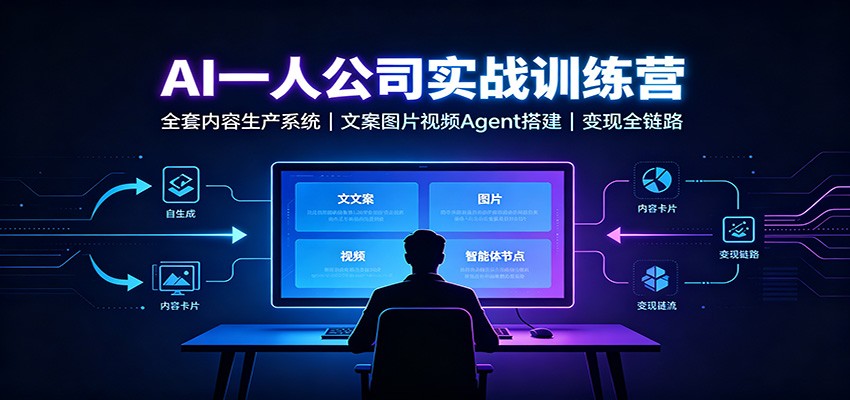 AI创作一人公司实战训练营：全套内容生产系统，文案图片视频Agent搭建变现全链路-卿云社