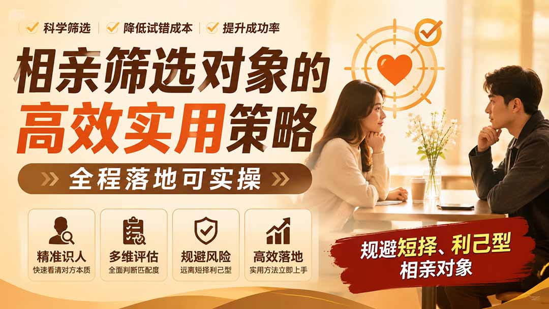 付费文章：相亲筛选对象的高效实用策略，全程落地可实操，规避短择、利己型相亲对象-卿云社