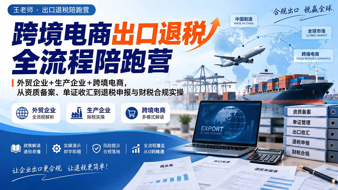 跨境电商出口退税全流程陪跑营｜外贸企业+生产企业+跨境电商，从资质备案、单证收汇到退税申报与财税合规实操-卿云社