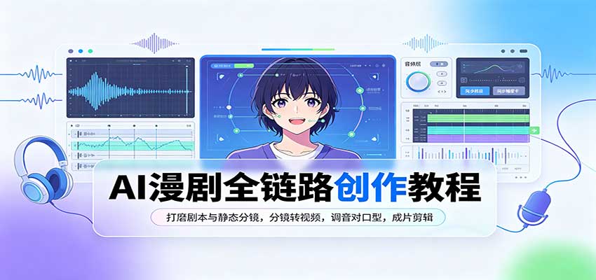 AI漫剧全链路创作教程：打磨剧本与静态分镜，分镜转视频，调音对口型，成片剪辑-卿云社