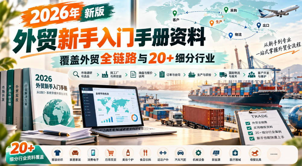2026年新版外贸新手入门手册资料，覆盖外贸全链路与20+细分行业-卿云社