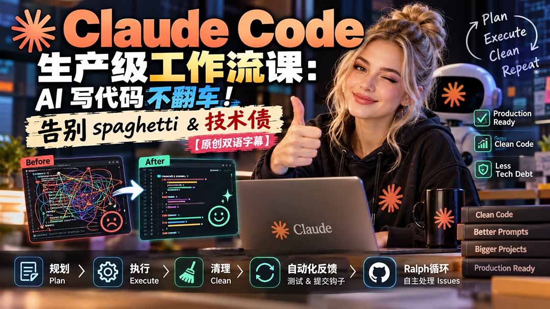 Claude Code 生产级工作流课：AI 写代码不翻车！告别 spaghetti & 技术债【原创双语字幕】-卿云社