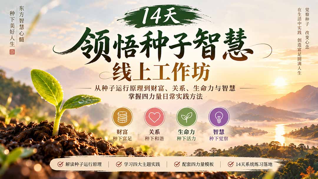 14天领悟种子智慧线上工作坊｜从种子运行原理到财富、关系、生命力与智慧，掌握四力量日常实践方法-卿云社