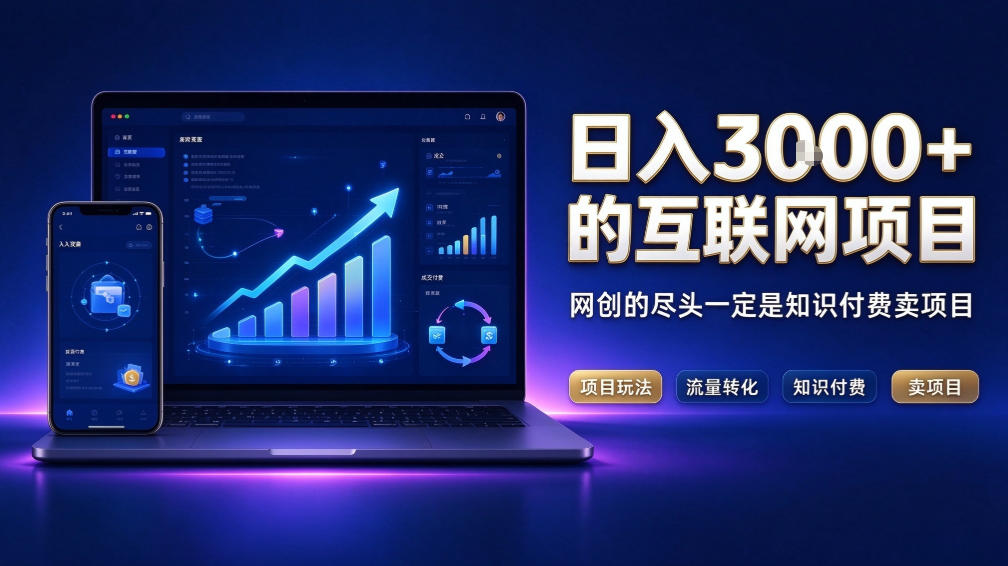 日入3k+的互联网项目,网红的尽头是带货,网创的尽头一定是知识付费卖项目【揭秘】-卿云社