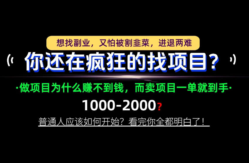 你还在疯狂的找项目?别傻了!卖项目才是真正的一本万利!怎么做,看完你全都明白!【揭秘】-卿云社