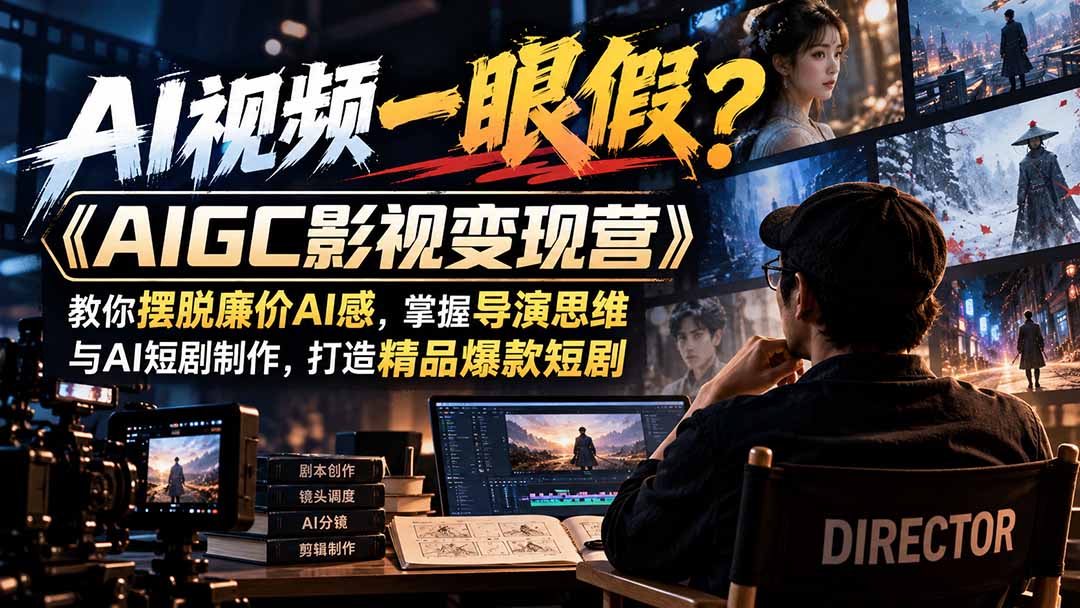 【无水印】AI视频一眼假？《AIGC影视变现营》教你摆脱廉价AI感，掌握导演思维与AI短剧制作，打造精品爆款短剧-卿云社