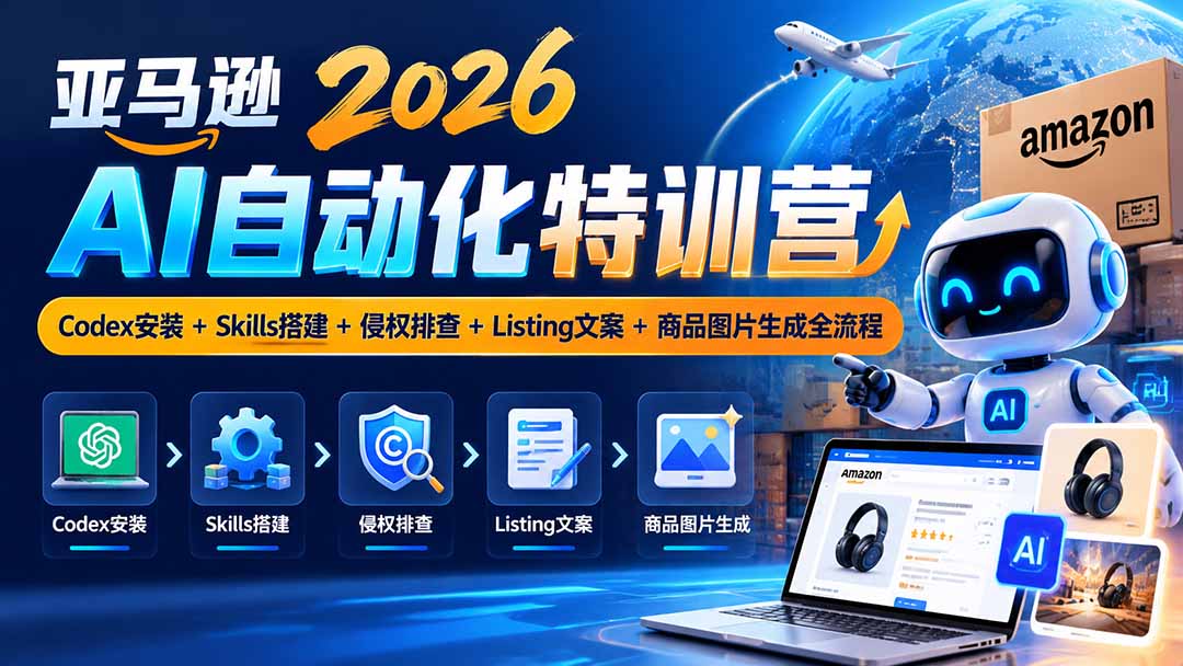 亚马逊2026AI自动化-10月特训营：Codex安装+Skills搭建+侵权排查+Listing文案+商品图片生成全流程-卿云社