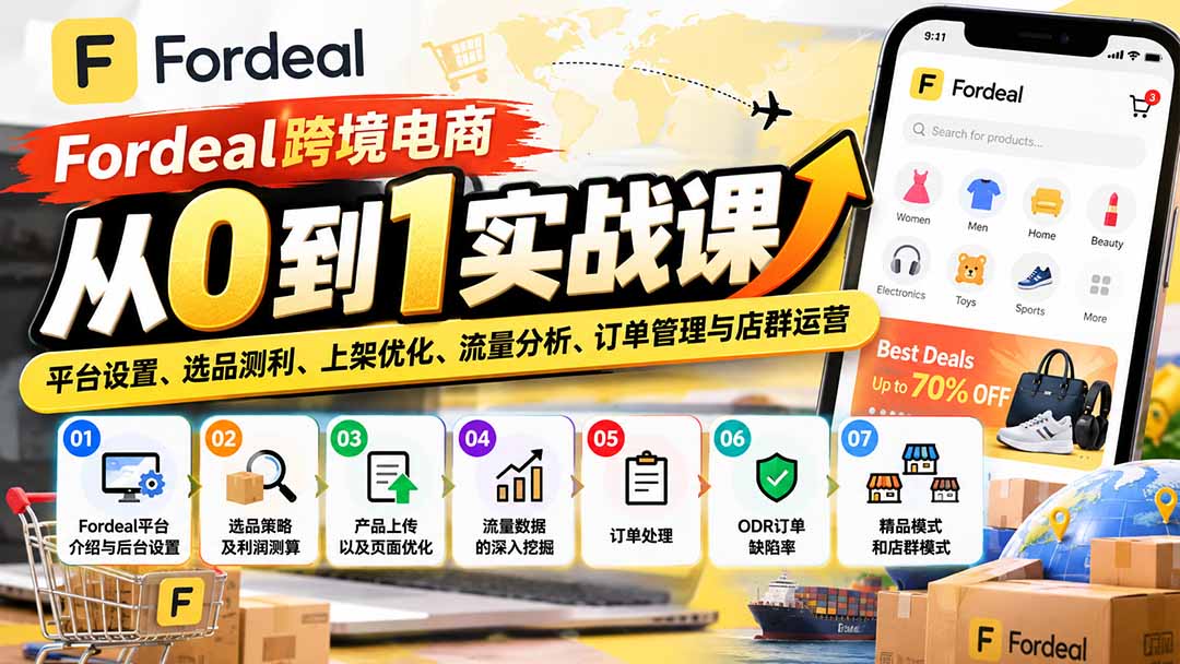 Fordeal跨境电商从0到1实战课:平台设置、选品测利、上架优化、流量分析、订单管理与店群运营-卿云社