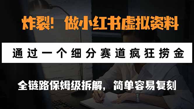 炸裂！做小红书虚拟资料，通过一个细分赛道疯狂捞金，全链路保姆级拆解，简单容易复刻-卿云社