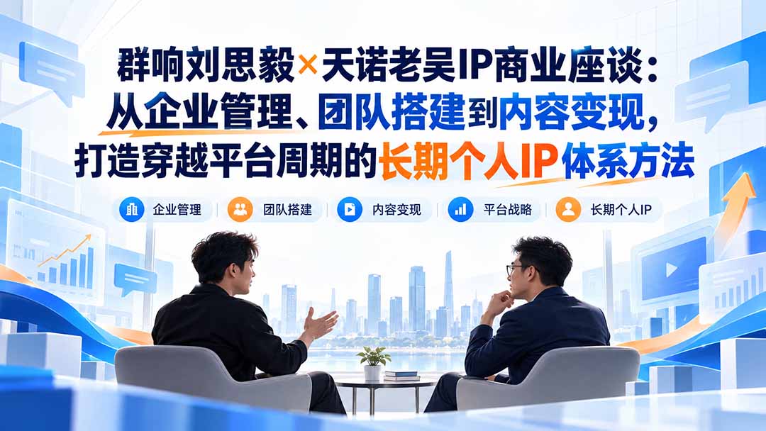 群响刘思毅×天诺老吴IP商业座谈：从企业管理、团队搭建到内容变现，打造穿越平台周期的长期个人IP体系方法-卿云社