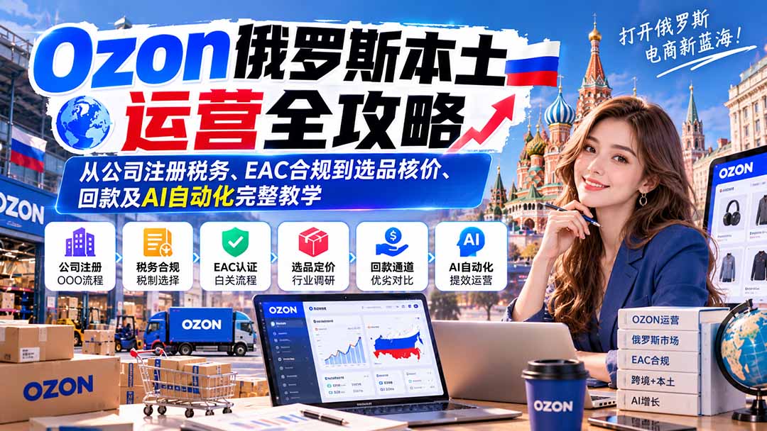 Ozon俄罗斯本土运营全攻略：从公司注册税务、EAC合规到选品核价、回款及AI自动化完整教学-卿云社