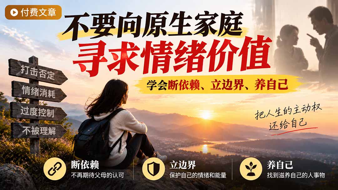 付费文章：不要向原生家庭寻求情绪价值，学会断依赖、立边界、养自己-卿云社