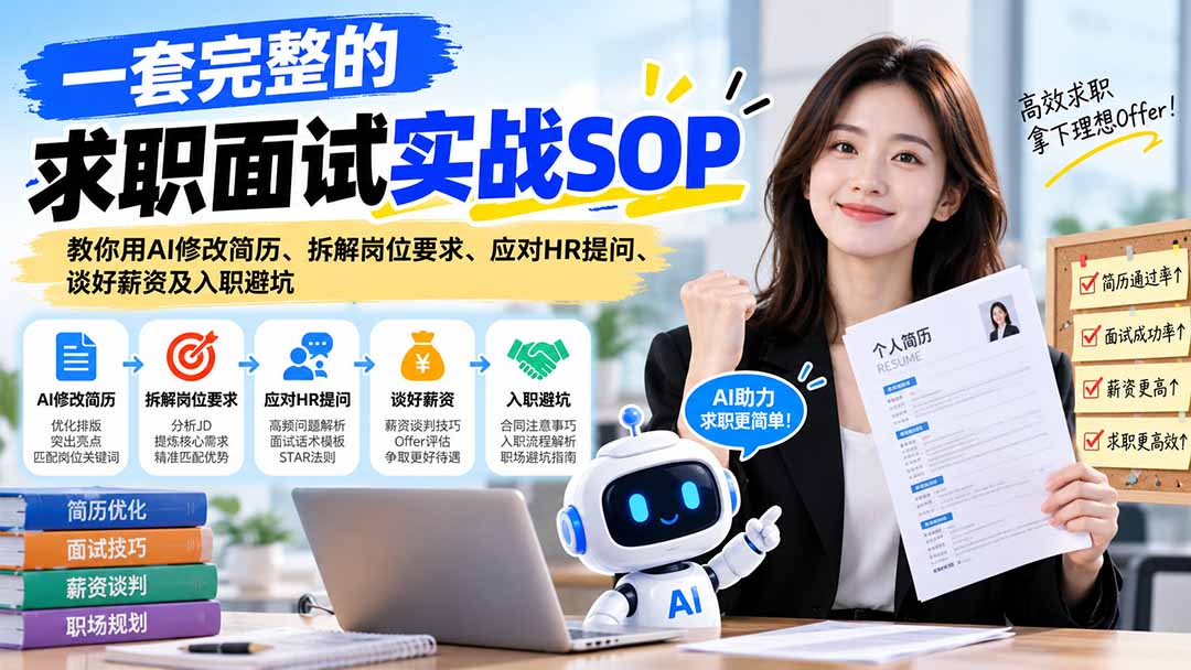 一套完整的求职面试实战SOP：教你用AI修改简历、拆解岗位要求、应对HR提问、谈好薪资及入职避坑-卿云社