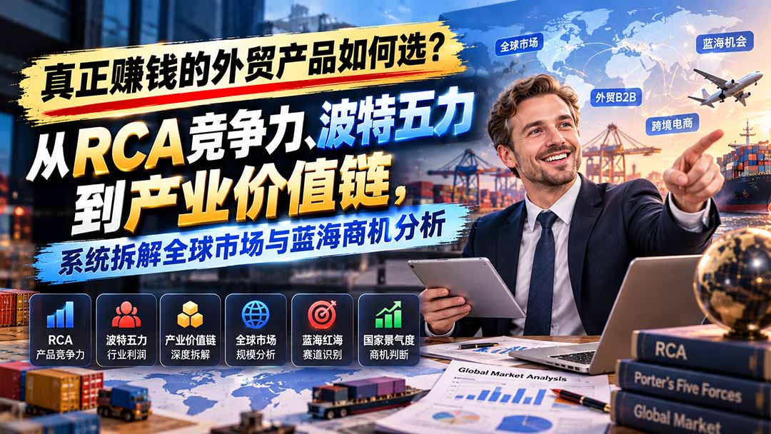 真正赚钱的外贸B2B产品如何选？从RCA竞争力、波特五力到产业价值链，系统拆解全球市场与蓝海商机分析-卿云社