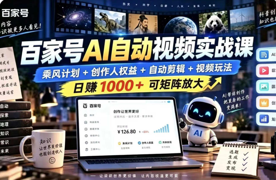 百家号自动矩阵玩法,长期可以做的项目,日入1k+,真正的睡后收入-卿云社