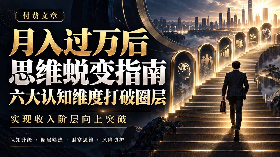付费文章：月入过万后思维蜕变指南，六大认知维度打破圈层，实现收入阶层向上突破-卿云社