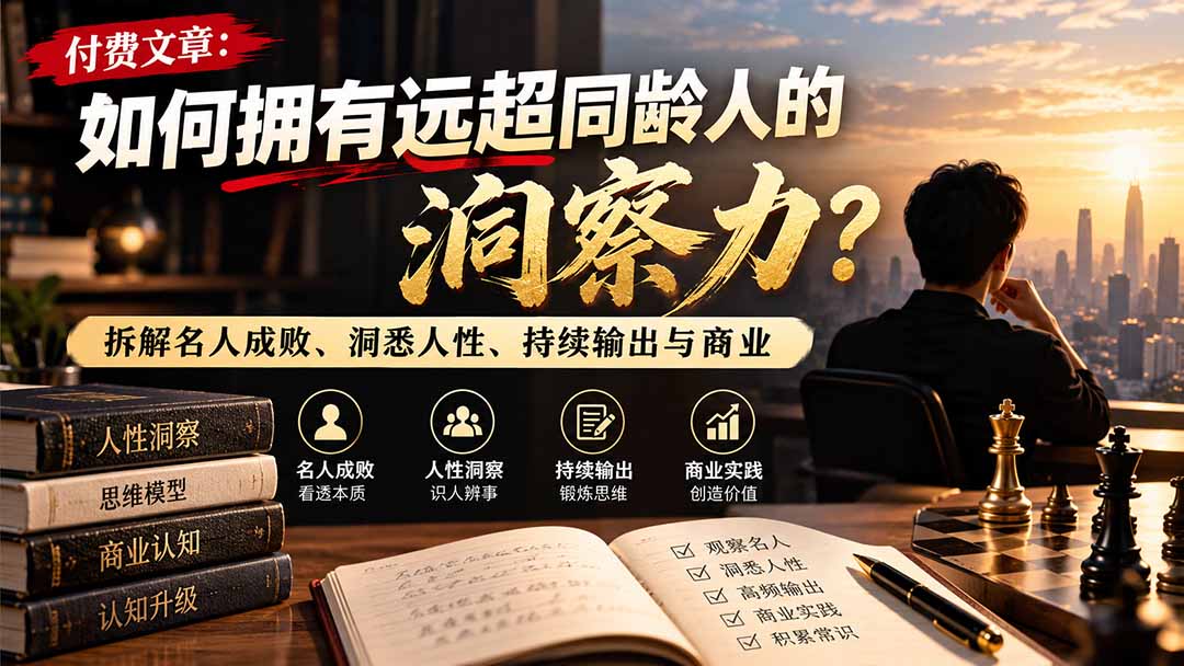 付费文章：如何拥有远超同龄人的洞察力？拆解名人成败、洞悉人性、持续输出与商业实践-卿云社