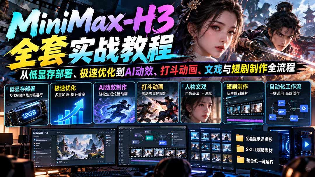 MiniMax-H3全套实战教程：从低显存部署、极速优化到AI动效、打斗动画、文戏与短剧制作全流程-卿云社