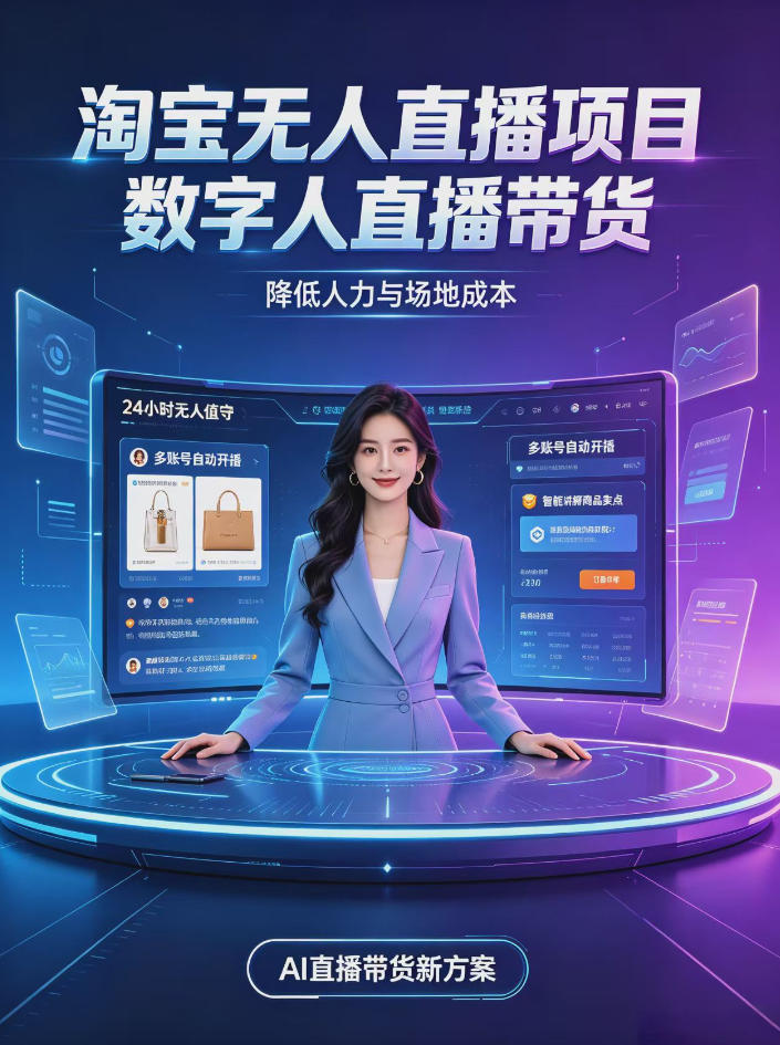 淘宝AI无人直播带货,24小时自动开播低门槛副业,无需真人长时间出镜,持续引流出单【揭秘】-卿云社
