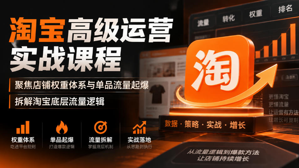淘宝高级运营实战课程,聚焦店铺权重体系与单品流量起爆,拆解淘宝底层流量逻辑-卿云社