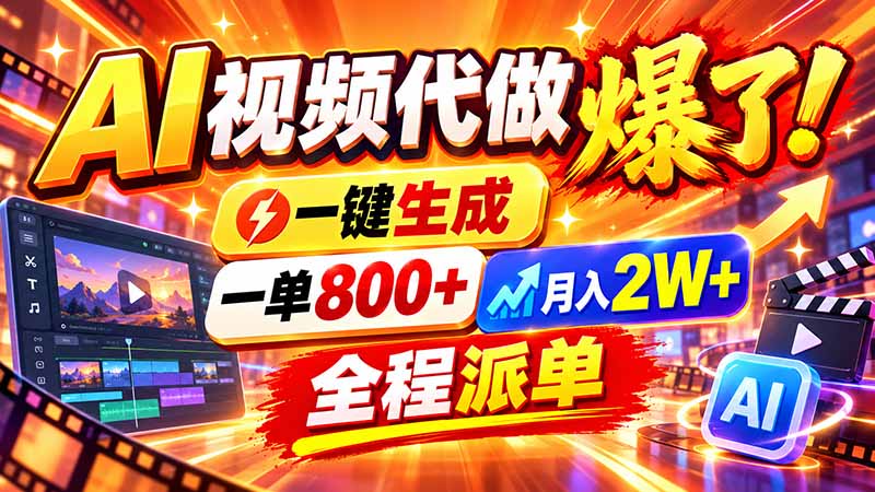2026年底新赛道，AI视频代做一单800+，小白可做，告别打工-卿云社