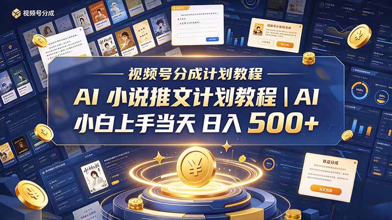 最新视频号分成计划教程｜AI 小说推文，小白上手当天日入 500+-卿云社