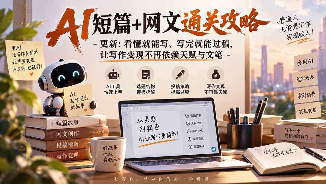 AI短篇+网文通关攻略-更新1009：看懂就能写、写完就能过稿，让写作变现不再依赖天赋与文笔-卿云社