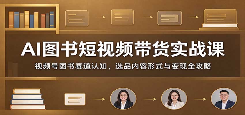 AI图书短视频带货实战课：视频号图书赛道认知，选品内容形式与变现全攻略-卿云社