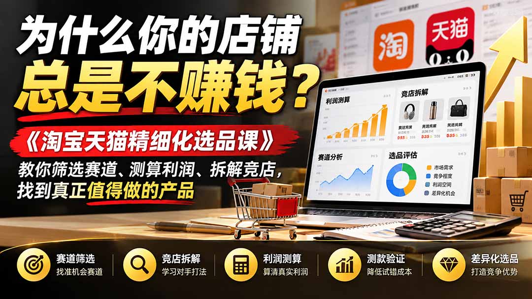 为什么你的店铺总是不赚钱?《淘宝天猫精细化选品课》教你筛选赛道、测算利润、拆解竞店,找到真正值得做的产品-卿云社