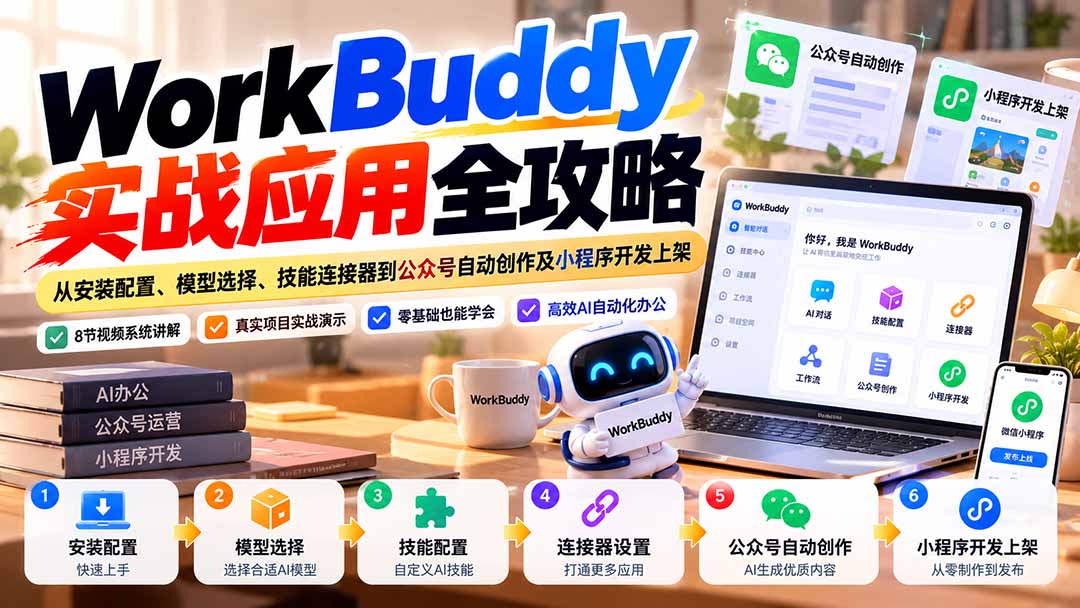 WorkBuddy 实战应用全攻略：从安装配置、模型选择、技能连接器到公众号自动创作及小程序开发上架-卿云社
