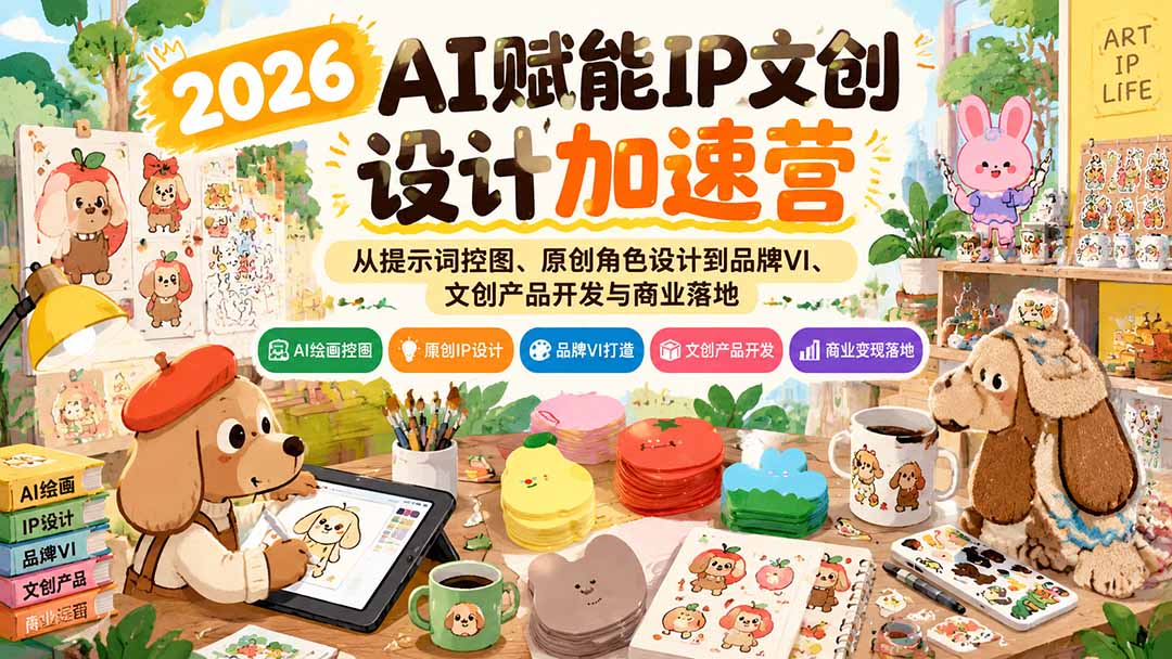 2026AI赋能IP文创设计加速营:从提示词控图、原创角色设计到品牌VI、文创产品开发与商业落地-卿云社