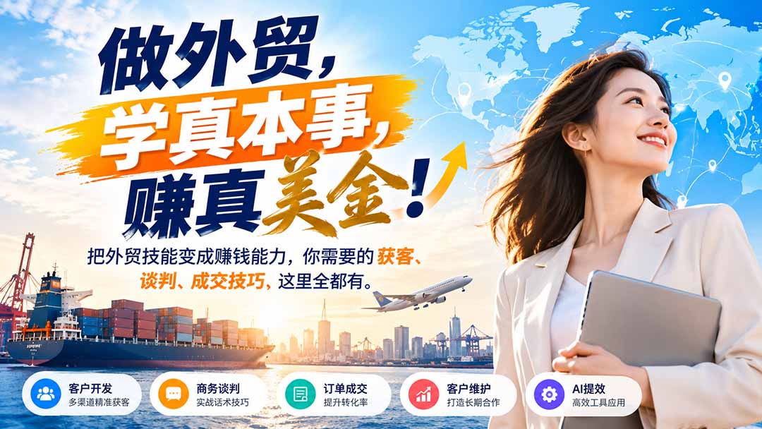做外贸，学真本事，赚真美金！把外贸技能变成赚钱能力，你需要的获客、谈判、成交技巧，这里全都有-卿云社